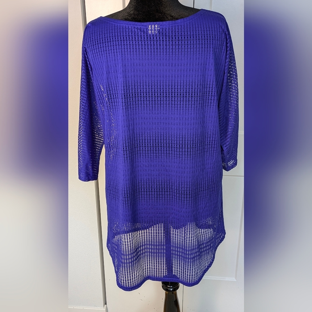 O’Neill M/L purple open knit beach coverup 3/4 sleeve V-neck pullover EUC - Picture 5 of 9